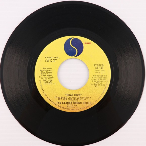 The Stanky Brown Group, Coaltown Promo Stereo/Mono 45 rpm 7" Vinyl Record SA-745 - Picture 2 of 8